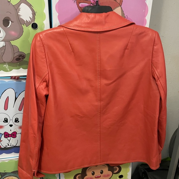 Dana Buchman Women's Coral Leather Blazer - Picture 3 of 7